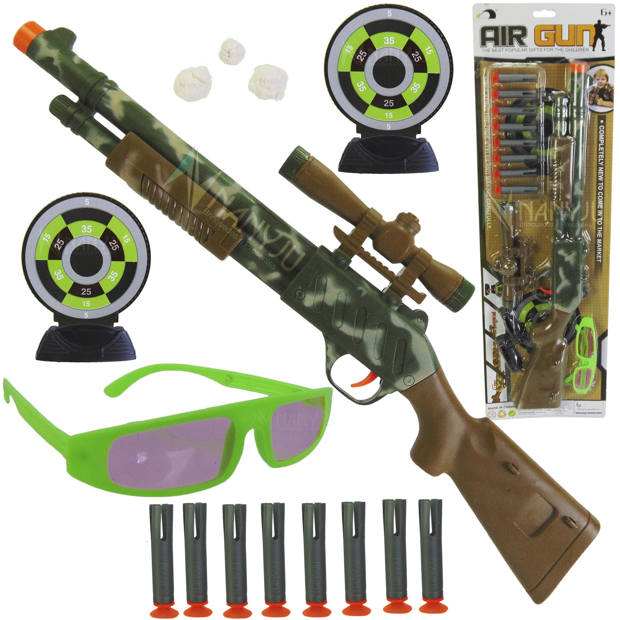 Arminha de Brinquedo do Tipo Nerf Militar Camuflada com Oculos Kit 2  Unidades no Shoptime