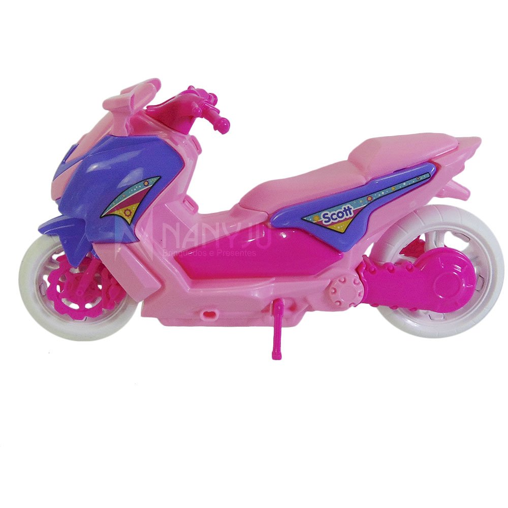 Moto De Brinquedo Motinha Scooter Estilo Barbie Jog Burgman rosa cinza