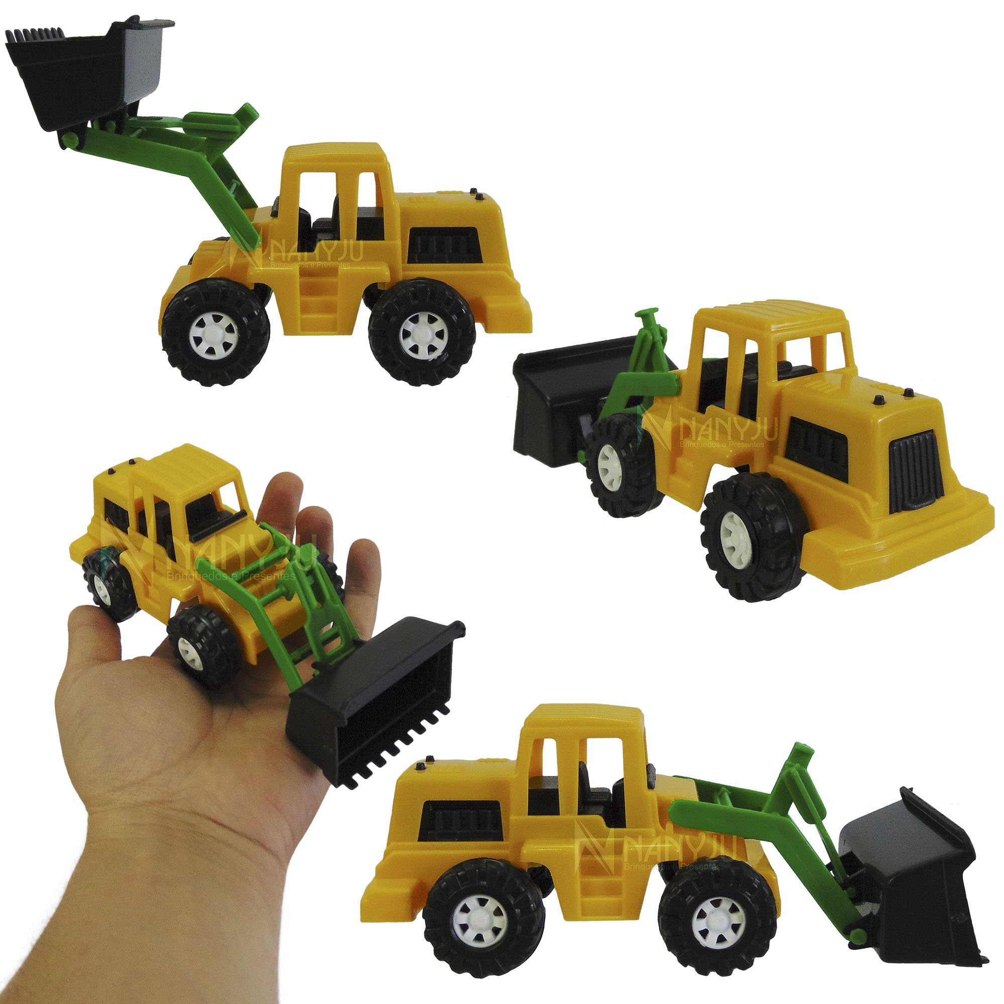 Kit com 3 Caminhões Bombeiro Guincho Escavadeira Brinquedo