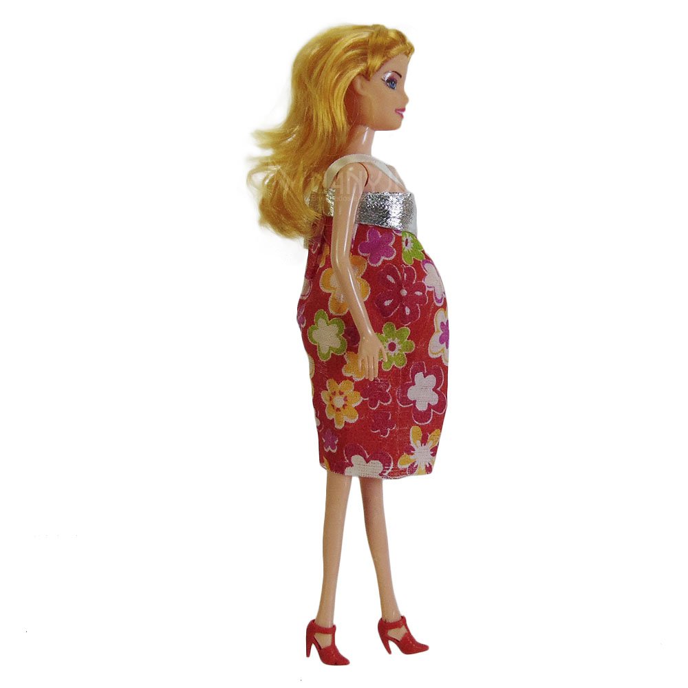 Boneca Barbie gravida vestido vermelho