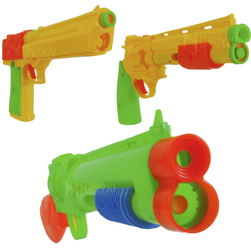 Arminha Rifle Pistola Revolver De Brinquedo Kit Com 3 Arma laranja