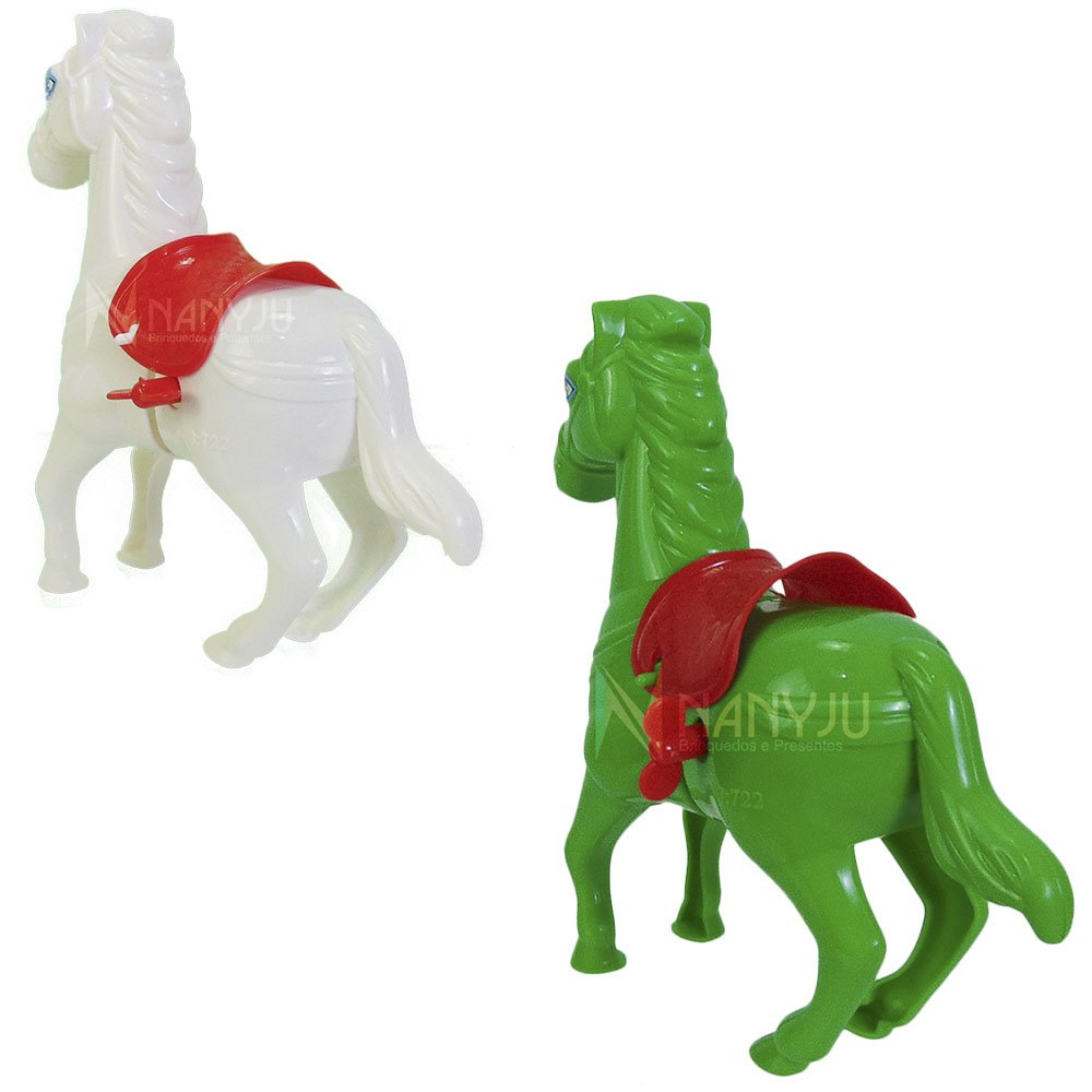 Cavalinho Brinquedo Corda Pula Cavalga Cavalo Anda Verdade Marrom/verde