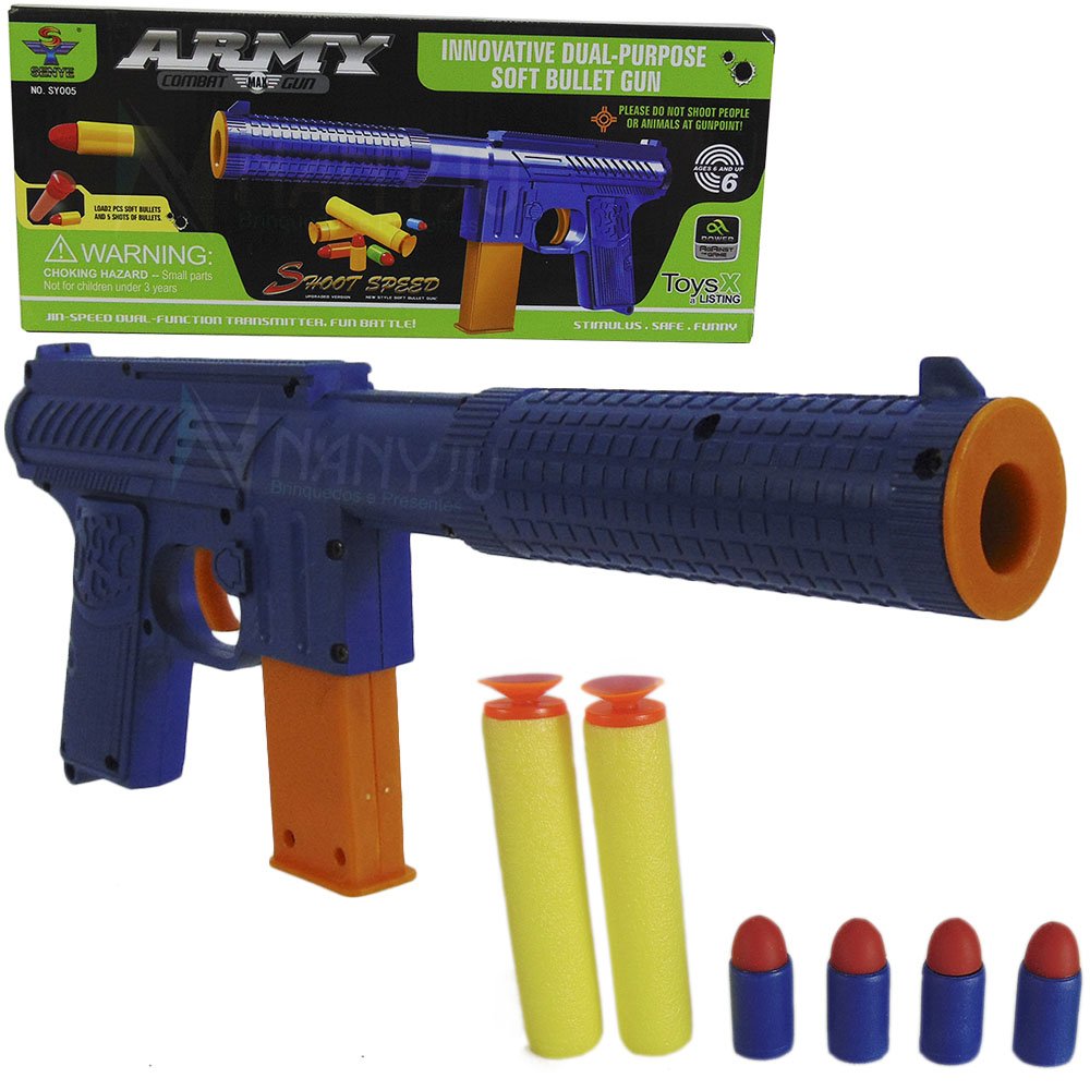 Arma Brinquedo Revolver Lança Dardos Nerf Grande Promoção