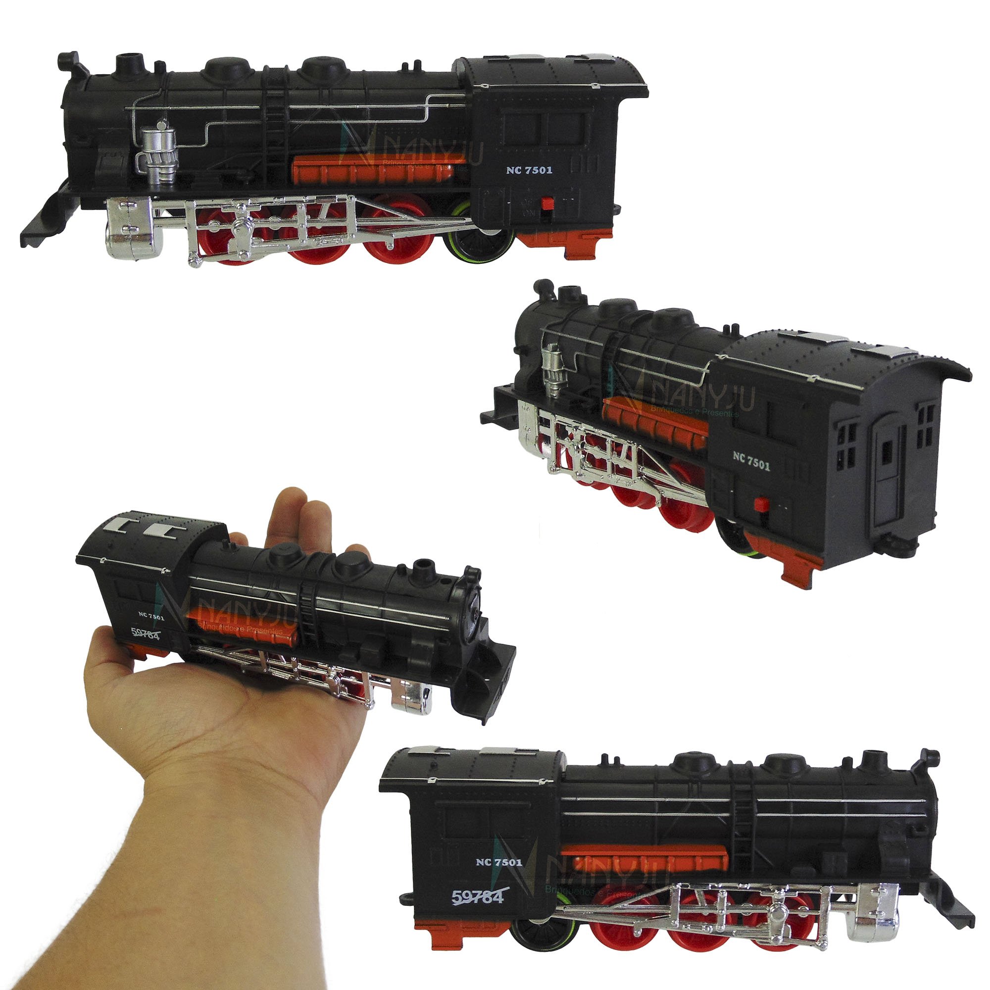 Trem De Brinquedo Locomotiva Trenzinho Vagões Trilho Carga