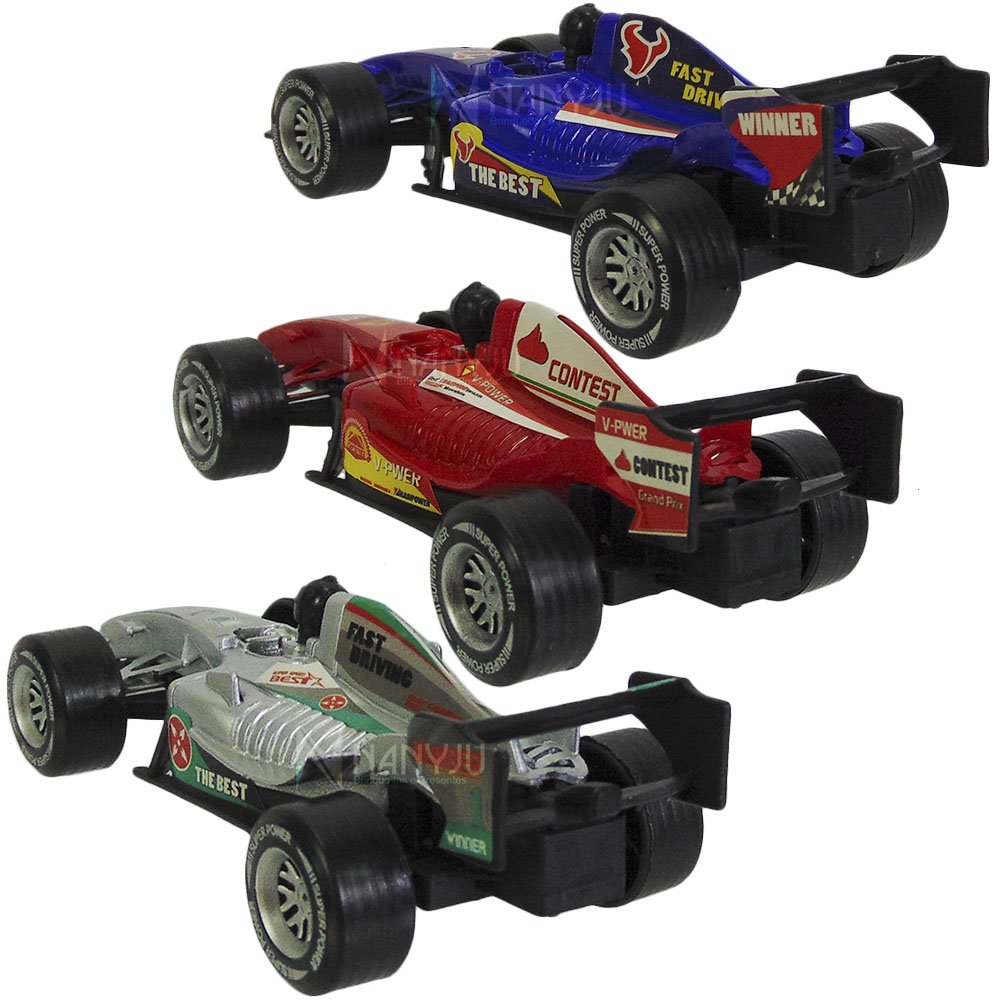 Kit 4 Carrinho Corrida Fórmula 1 Plástico Brinquedo Super F1