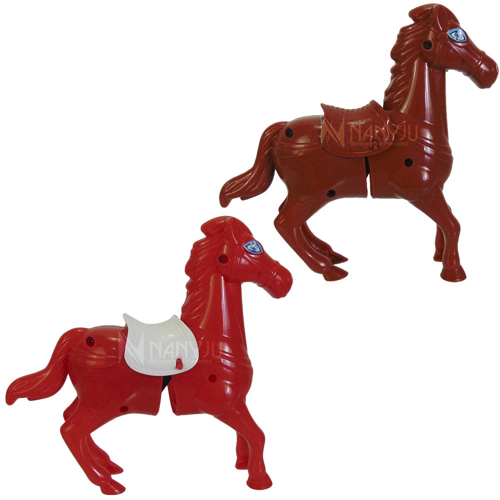 Cavalinho Brinquedo Corda Pula Cavalga Cavalo Anda Verdade Marrom/vermelho