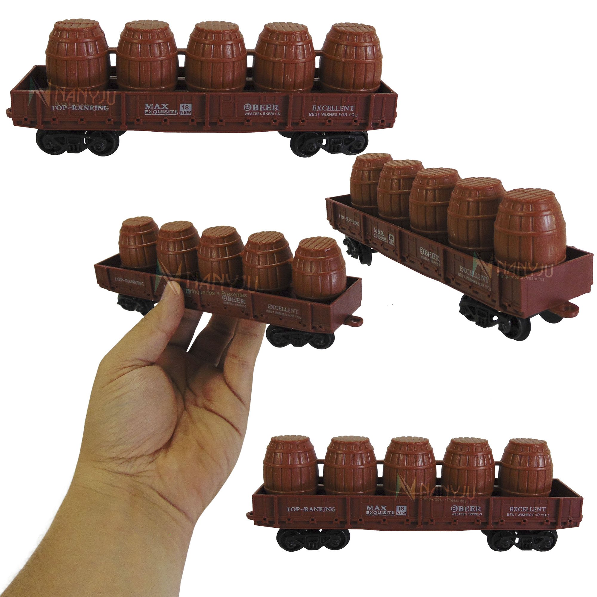 Trem De Brinquedo Locomotiva Trenzinho Vagões Trilho Carga