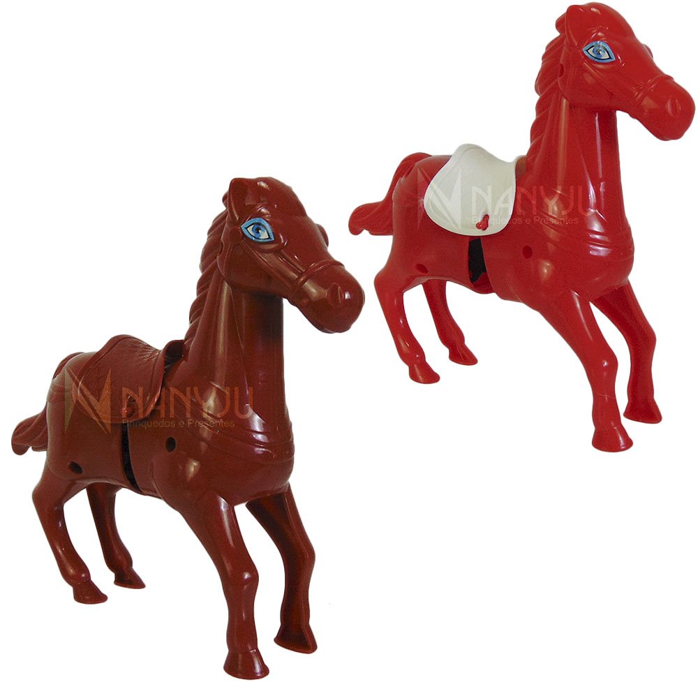 Cavalinho Brinquedo Corda Pula Cavalga Cavalo Anda Verdade Marrom/vermelho