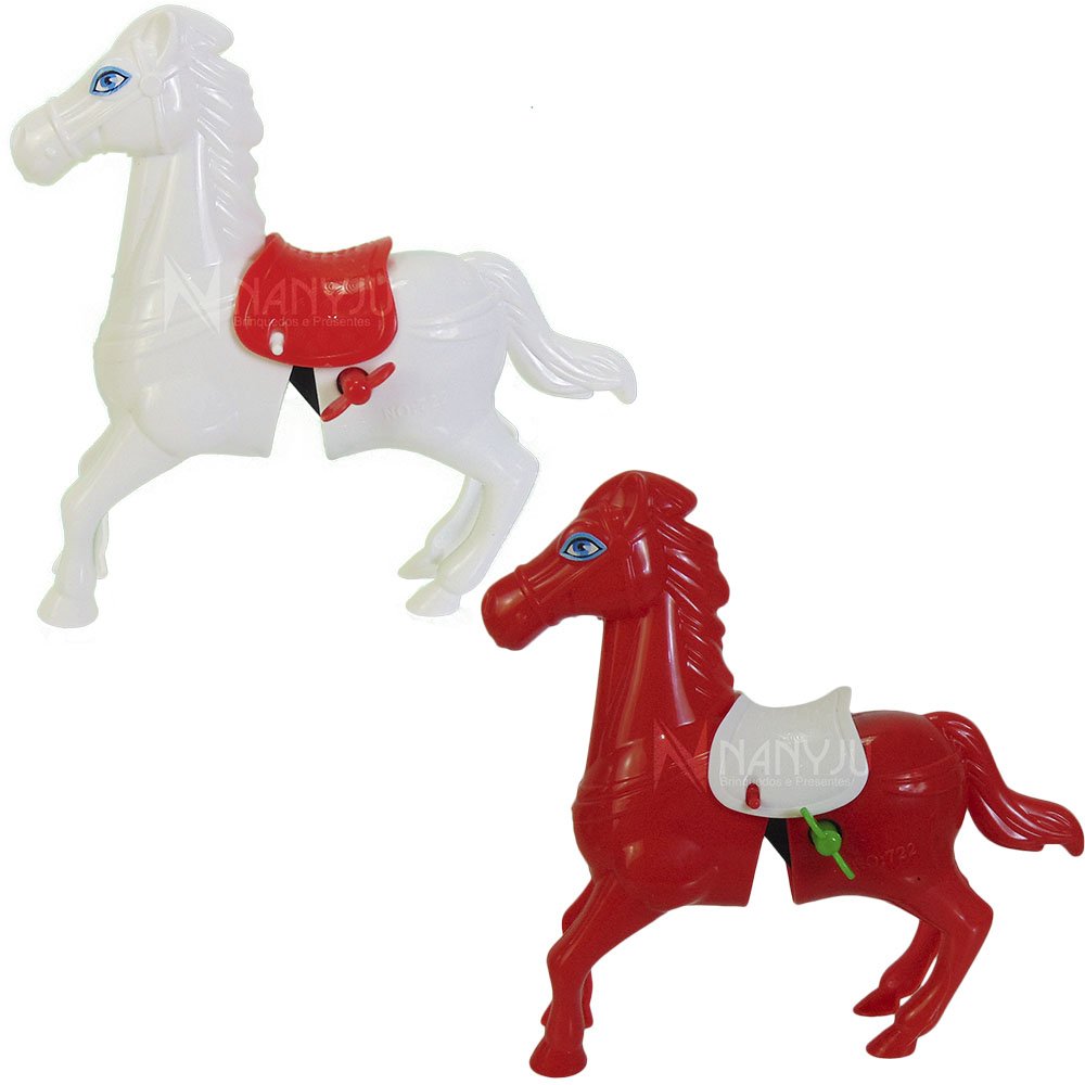 Cavalinho Brinquedo Corda Pula Cavalga Cavalo Anda Verdade Branco/vermelho