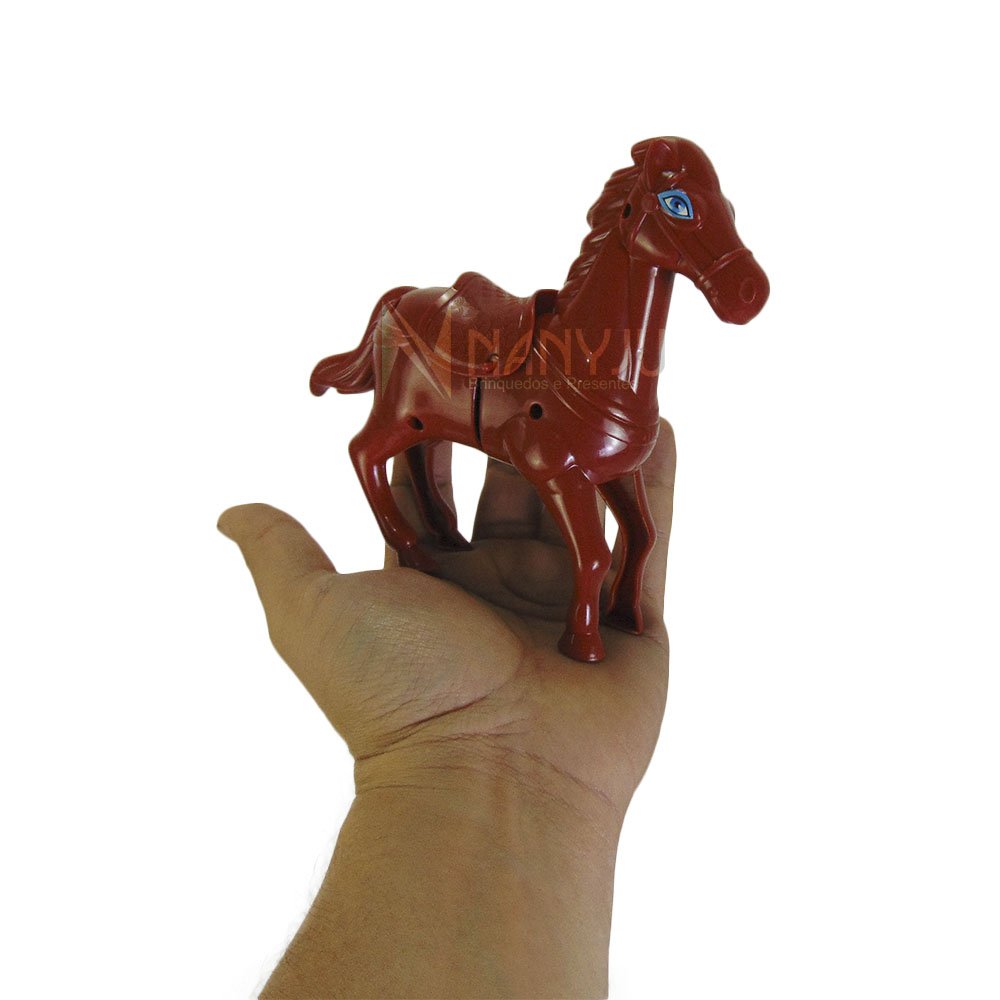 Cavalinho Brinquedo Corda Pula Cavalga Cavalo Anda Verdade Marrom/vermelho