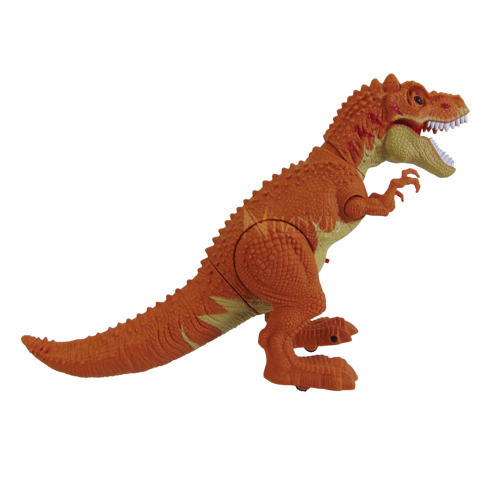 Dinossauro De Brinquedo Solta Fumaça Anda Som Luz Dino Robô laranja