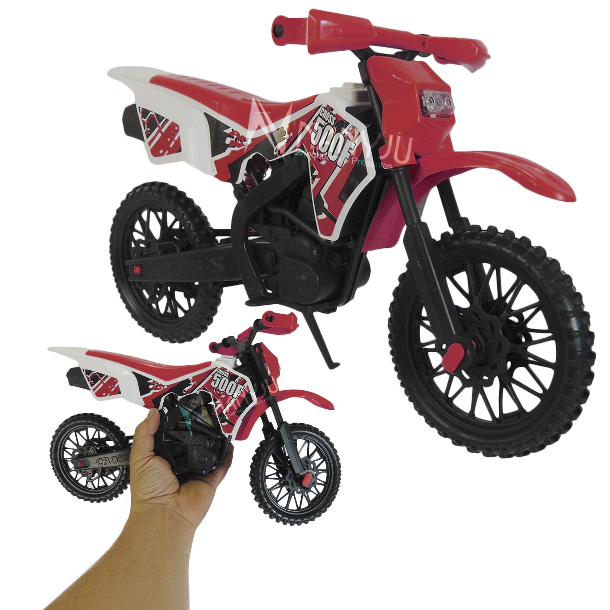 Moto De Brinquedo Motocross Trilha Suspensão Corrida Grande vermelha