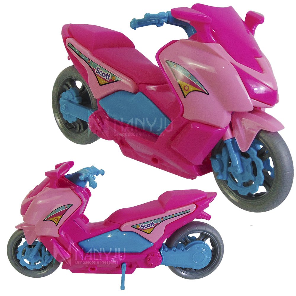 Moto De Brinquedo Motinha Scooter Estilo Barbie Jog Burgman rosa branca